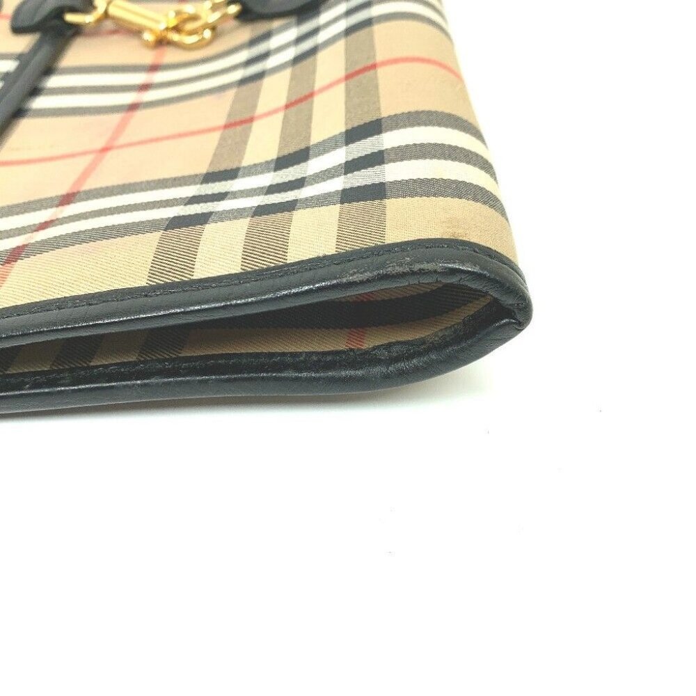 Authentic BURBERRY Check Document Pouch Clutch bag Canvas/Leather Beige - Picture 13 of 16